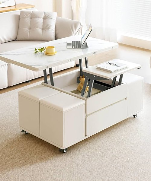 1. Living room table with double lifting top and storage space