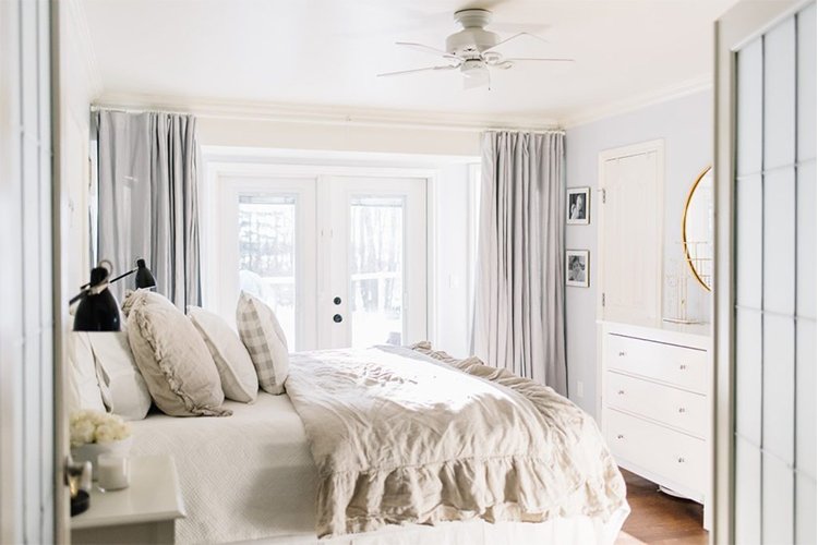 A master bedroom before and after makeover that maximizes storage space