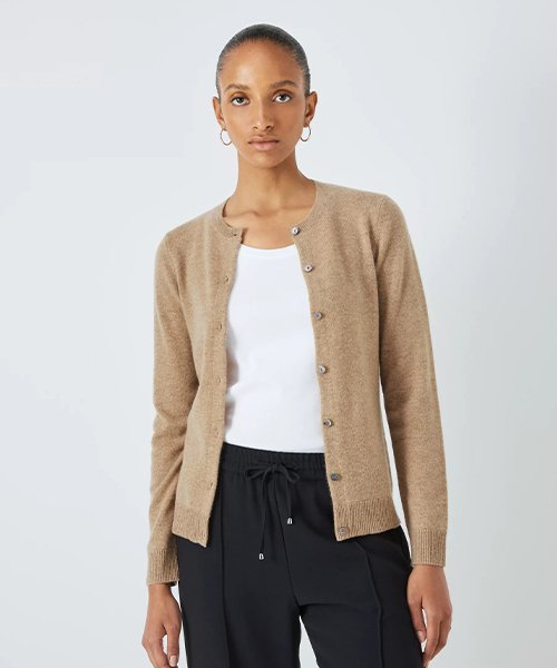 Cashmere cardigan with a crew neck