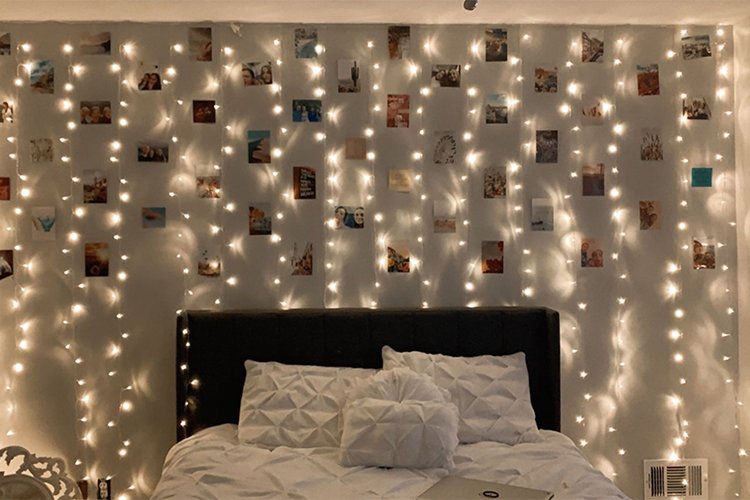 Fairy lights and a wall