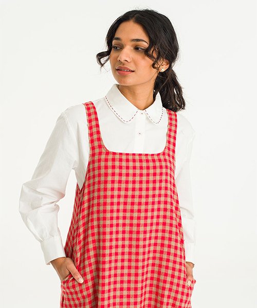 Gingham apron style dress